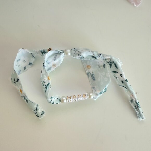 Fabric Bracelet HOPE Floral Handmade Jewelry Bespoke - Picture 1 of 3